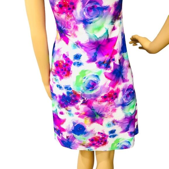 Ciao Bella Saint Tropez Dress Bright Abstract Floral Pull On Sleeveless - Picture 7 of 11
